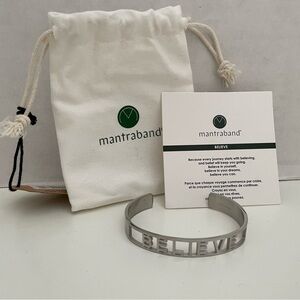 MANTRABAND Believe Silver Statement Bracelet with Gift Pouch NWT